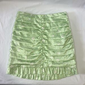 For Love and Lemons Robin Mini Skirt Mint Cheetah W/ Daisies Size Small